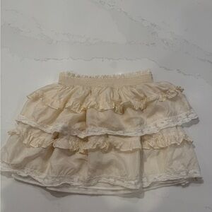 LoveShackFancy Elegant Cream Ruffled Skirt size 10 LIKE NEW Retails